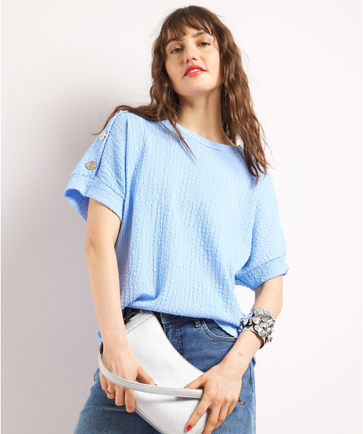 t-shirt met sierknopen