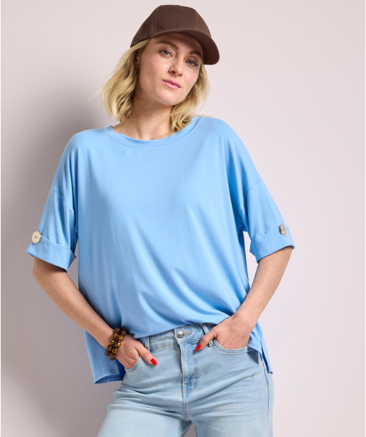 t-shirt met knoopdetail