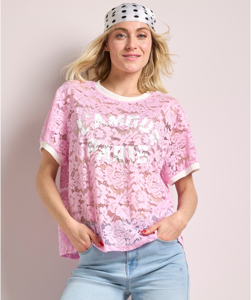 kanten t-shirt met print