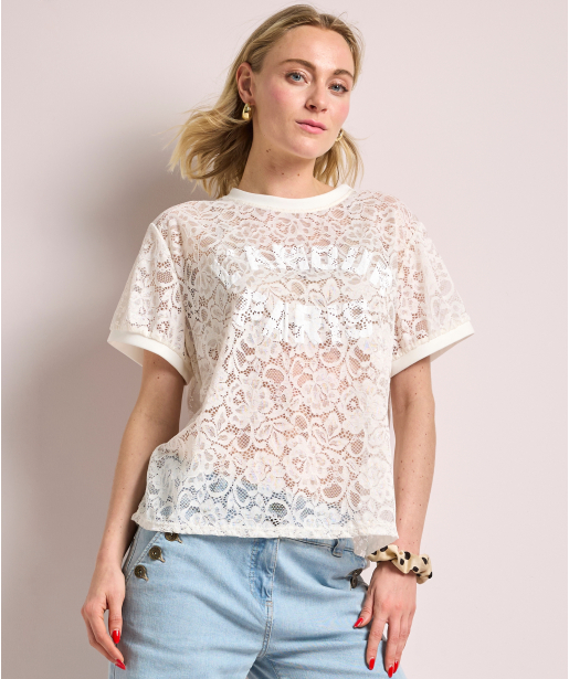 kanten t-shirt met print