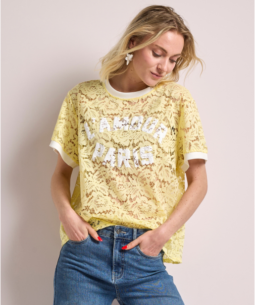 kanten t-shirt met print