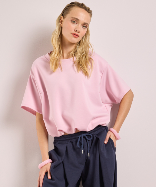 korte scuba t-shirt met elastiek