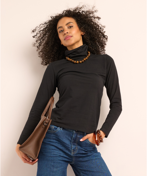 basic top met lange mouw en col