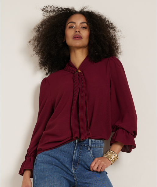 uni blouse met sjaalkraag