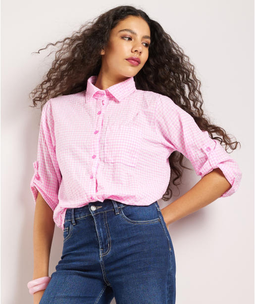 blouse met ruiten dessin