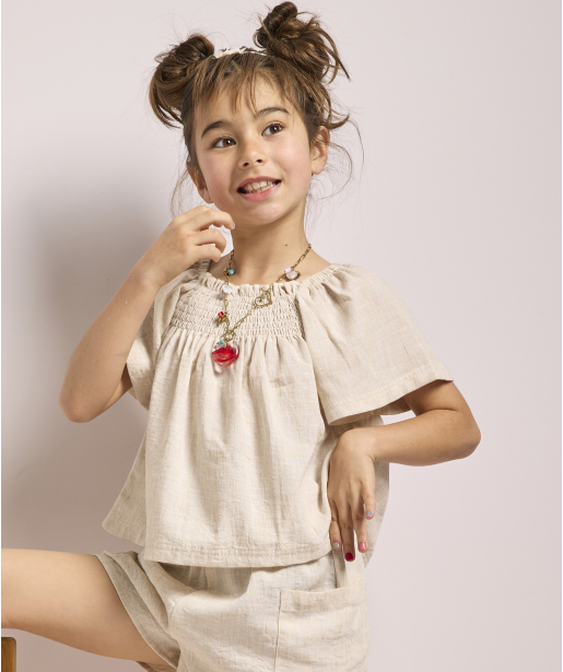 linnenlook wijd t-shirt
