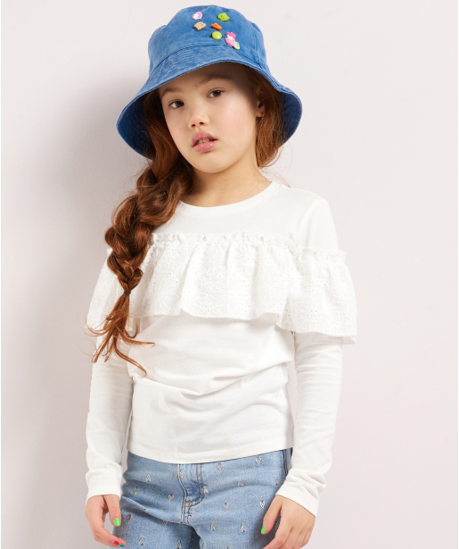top met broidery ruffle