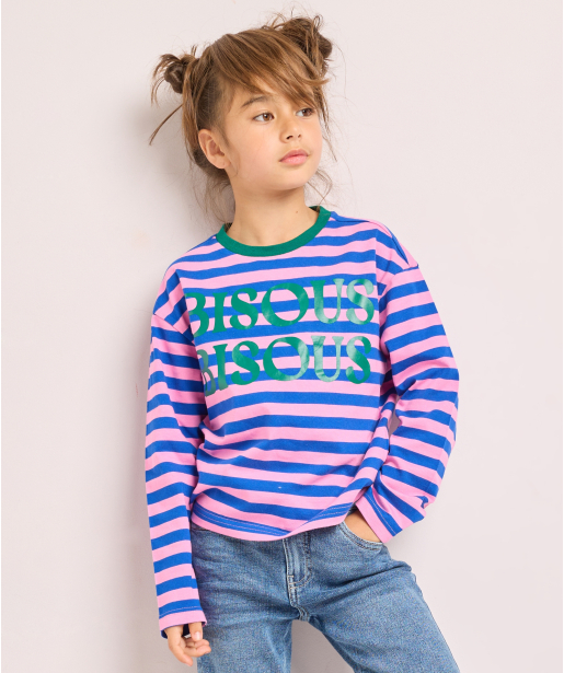 top met strepen en print