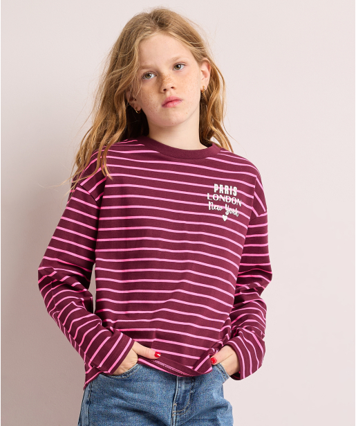 top met strepen en print
