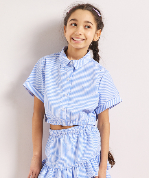 korte gestreepte blouse glitter