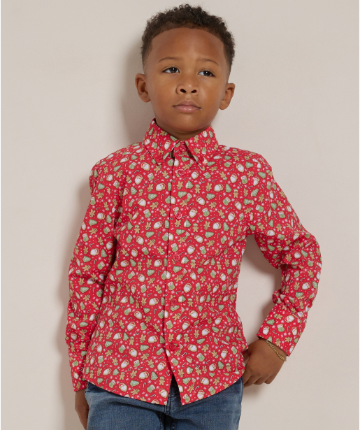 blouse met kerstprint