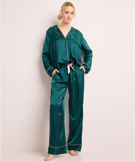 satijnen pyjama set uni