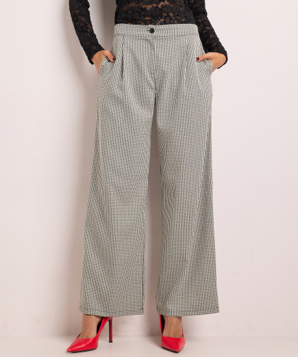 straight fit broek met ruiten dessin