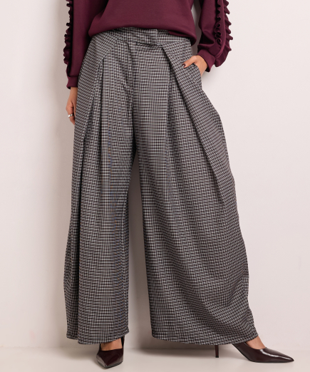 wijde pantalon met ruiten dessin