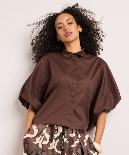 blouse met korte pofmouwen