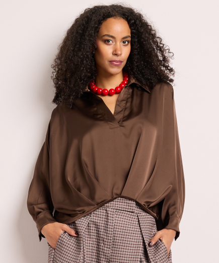 satijnen blouse met plooien