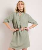 linnen jurk met knoopsluiting