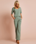 wide fit broek travelstof met naad