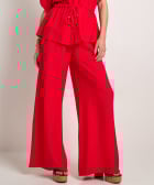 uni wide fit broek met strikje