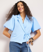 blazer met pofmouw en strikdetail