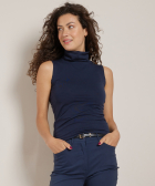 basic mouwloos t-shirt met col