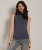 basic mouwloos t-shirt met col