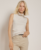 basic mouwloos t-shirt met col