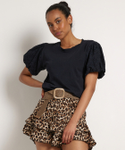 t-shirt met kanten pofmouw
