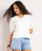 t-shirt met pofmouw embroidery
