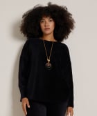 rib velvet top met ketting