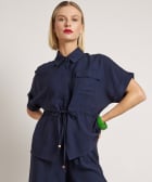 uni blouse met taillekoord