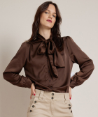 blouse met strikkraag