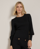 rib glitter trui met pofmouw