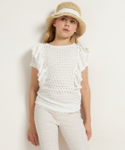 jacquard t-shirt met ruches