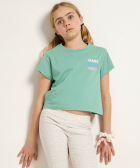 kort t-shirt met borstprint