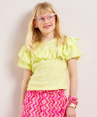 gele broderie top met ruffle
