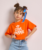 oranje t-shirt kort met print