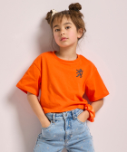 oranje t-shirt kort met print