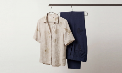 een overhemd en broek met vetvlekken erin
