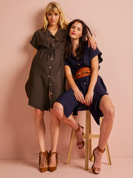 2 vrouwen met midi-jurken