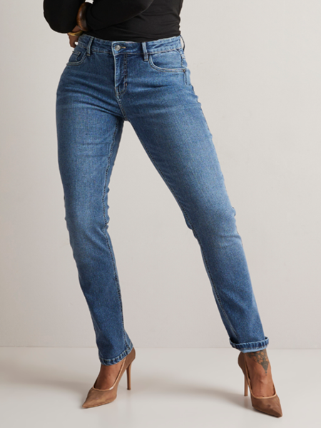 blauwe regular fit dames jeans